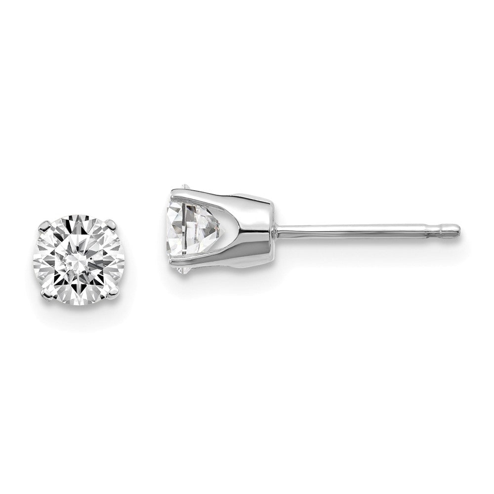 14K White Gold Diamond Stud Earrings with Rhodium Plating Main image