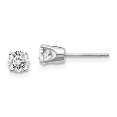 14K White Gold Diamond Stud Earrings with Rhodium Plating