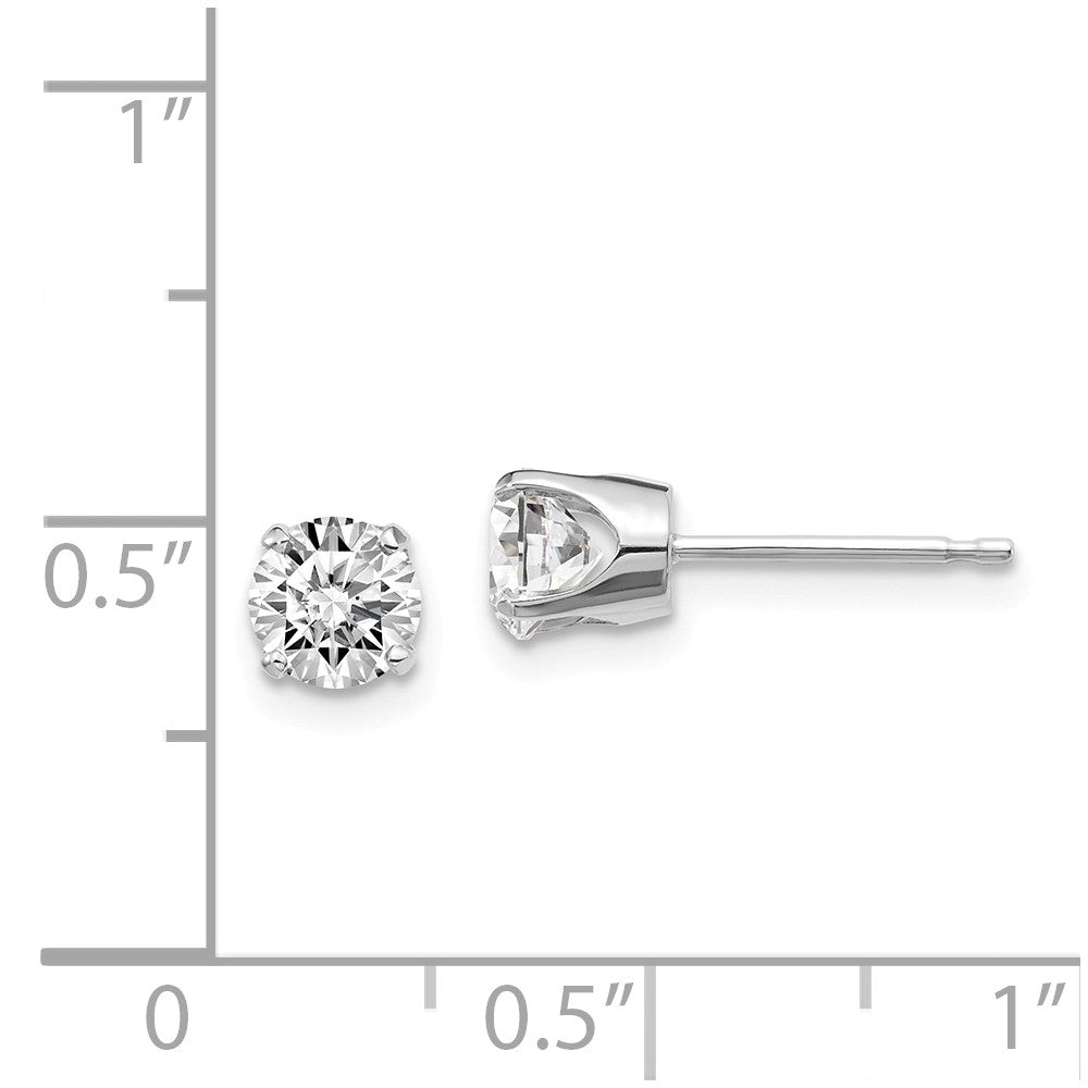 14K White Gold Diamond Stud Earrings with Natural Round Faceted Gems Secondary image