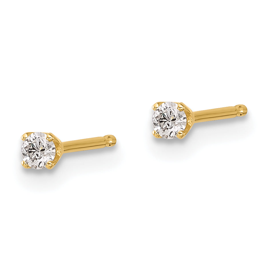 14K Yellow Gold Diamond Stud Earrings with Natural White Round Stones Secondary image