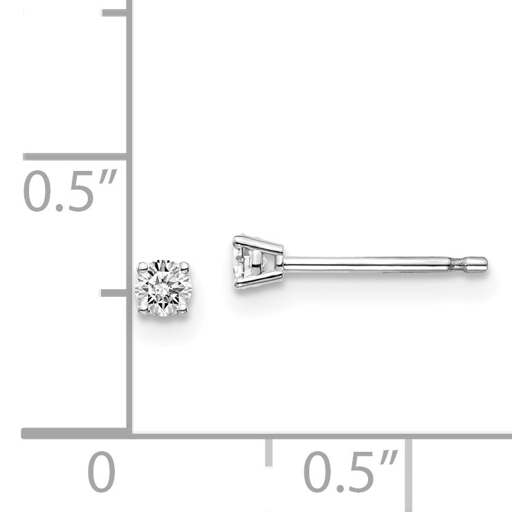 14K White Gold Diamond Stud Earrings with Rhodium Finish