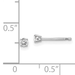 14K White Gold Diamond Stud Earrings with Rhodium Finish
