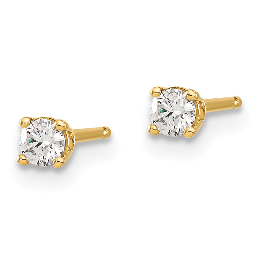 14K Yellow Gold Diamond Stud Earrings with Natural White Round Stones