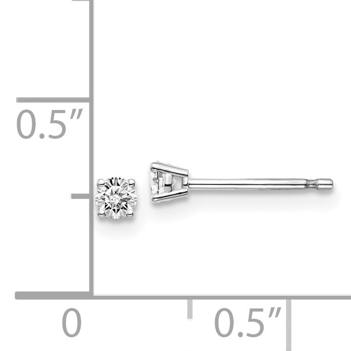 14K White Gold Diamond Stud Earrings with Rhodium Plating