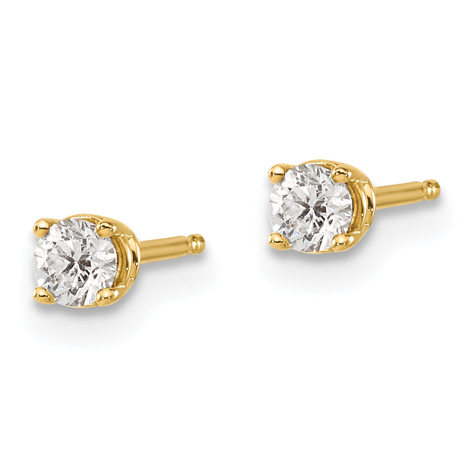 14K Gold Diamond Stud Earrings with Natural Round Stones Secondary image