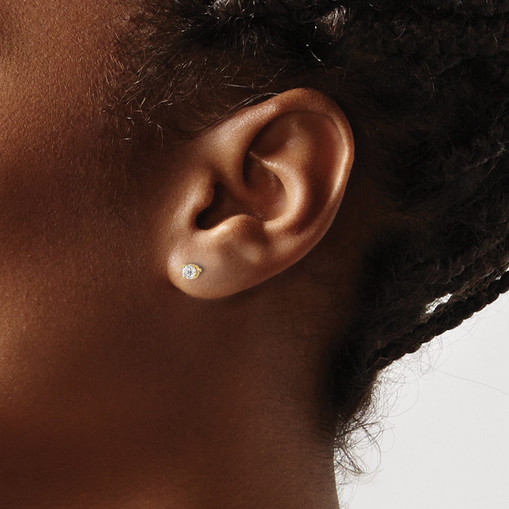 14K Gold Diamond Stud Earrings with Natural Round Stones