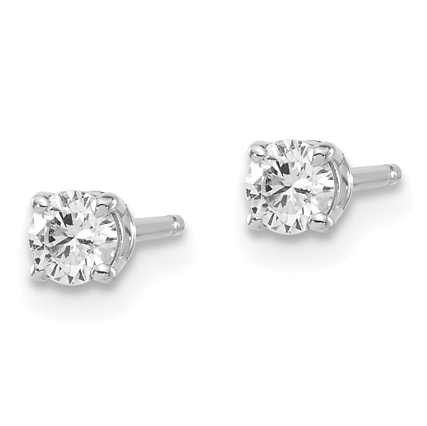 14K Gold Diamond Stud Earrings with Rhodium Plating Elegant Design Secondary image