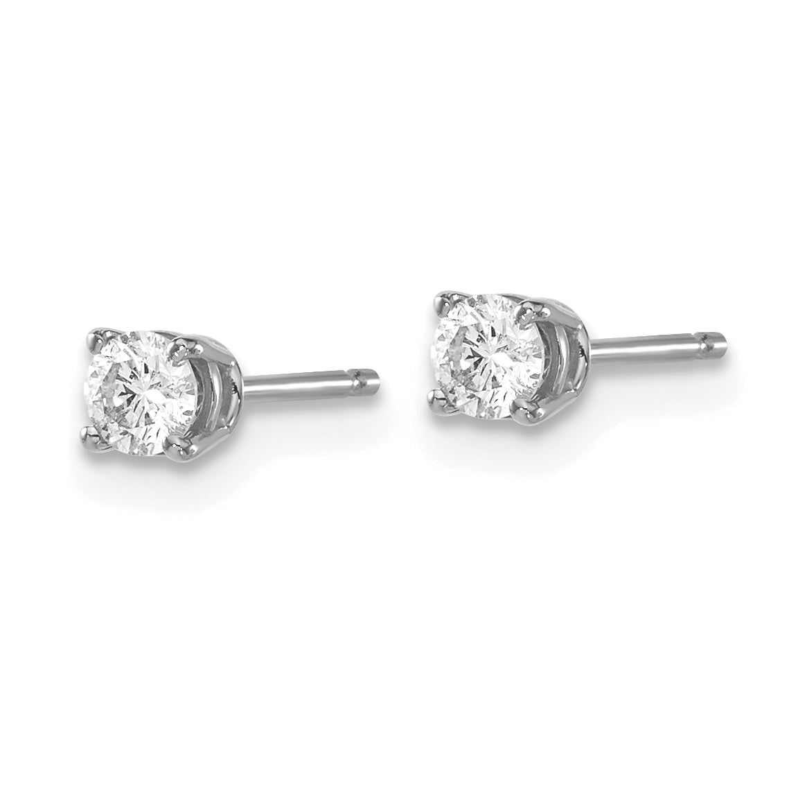 14K White Gold Diamond Stud Earrings with Rhodium Plating Secondary image