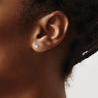 14K White Gold Diamond Stud Earrings with Rhodium Plating