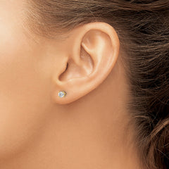 14K Yellow Gold Diamond Stud Earrings with 4 Prong Round-Cut