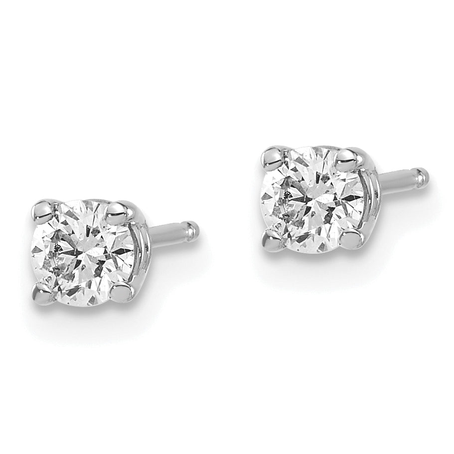 14K White Gold Diamond Stud Earrings with Rhodium Finish Secondary image