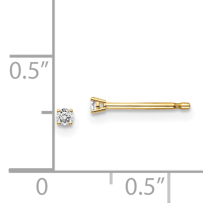 14K Gold Diamond Stud Earrings with Natural White Round Stones