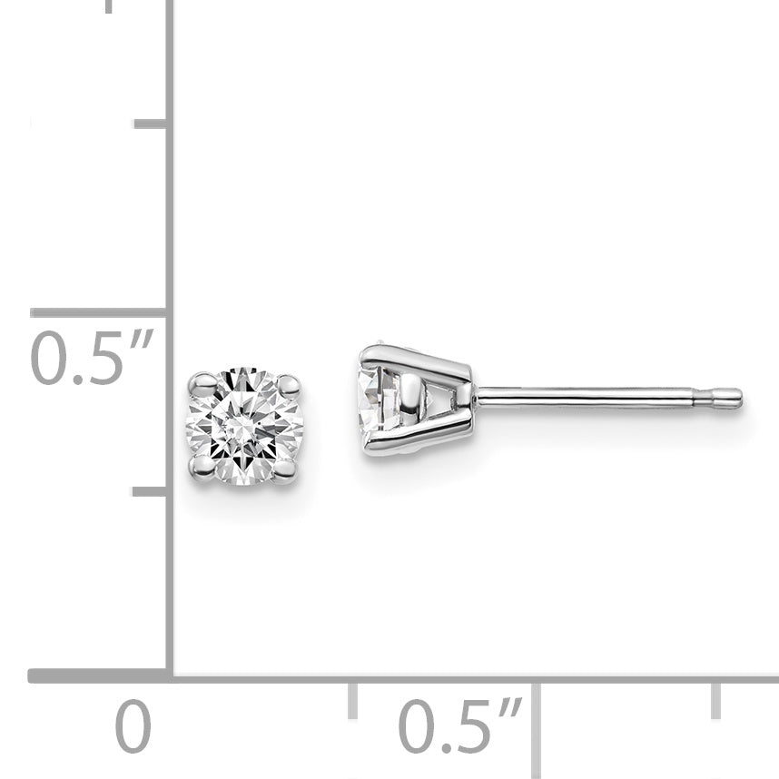 14K White Gold Diamond Stud Earrings with Push Back for Women