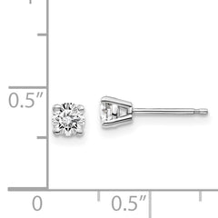 14K White Gold Diamond Stud Earrings with Push Back for Women