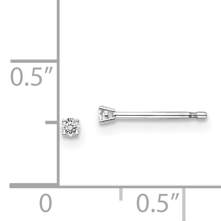 14K White Gold Diamond Stud Earrings with Rhodium Finish
