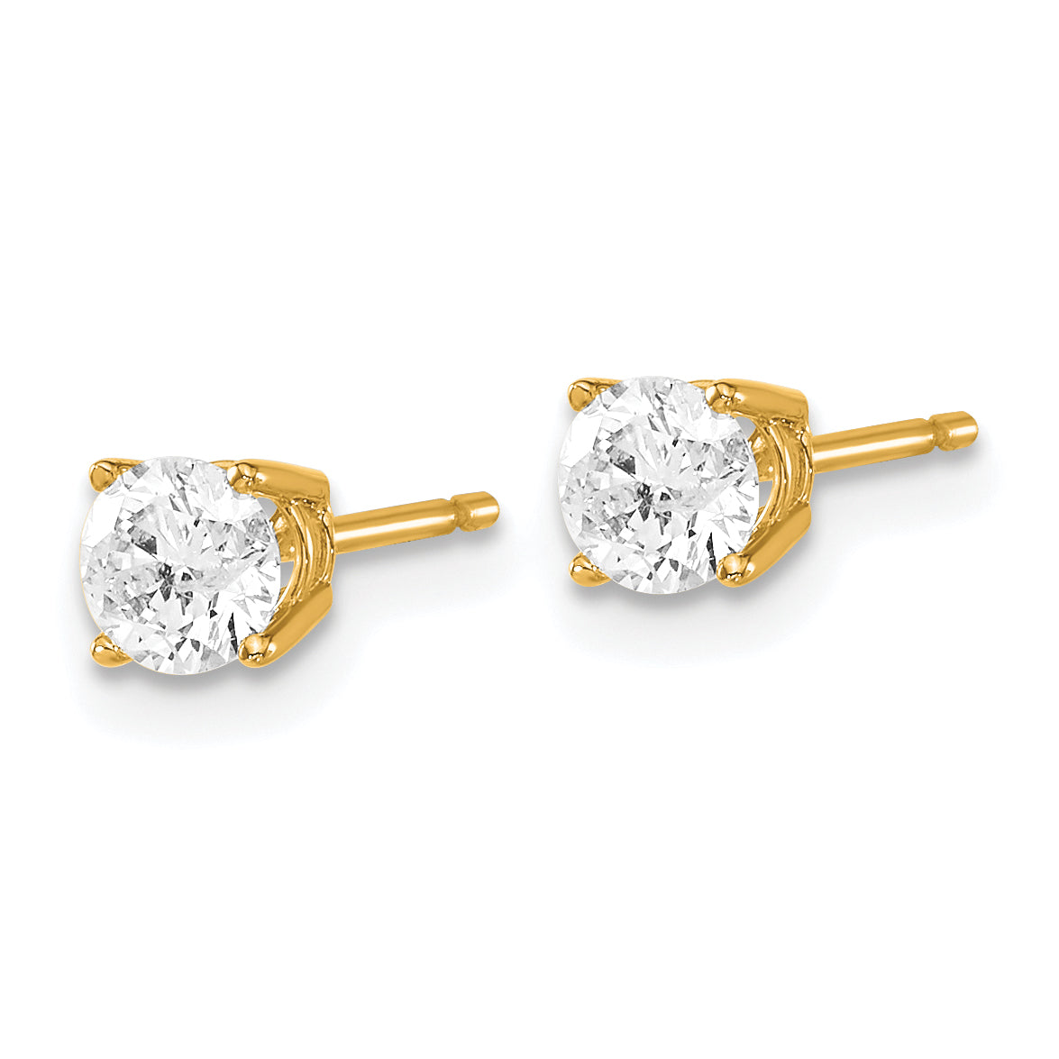 14K Gold Diamond Stud Earrings with Push Back for Women