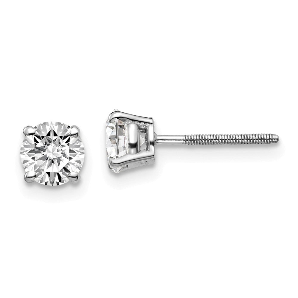 14K White Gold Diamond Stud Earrings with Rhodium Plating Main image