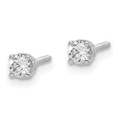 14K White Gold Diamond Stud Earrings with Thread-On Posts