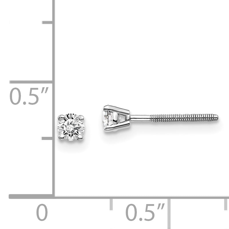 14K White Gold Diamond Stud Earrings with Thread-On Posts
