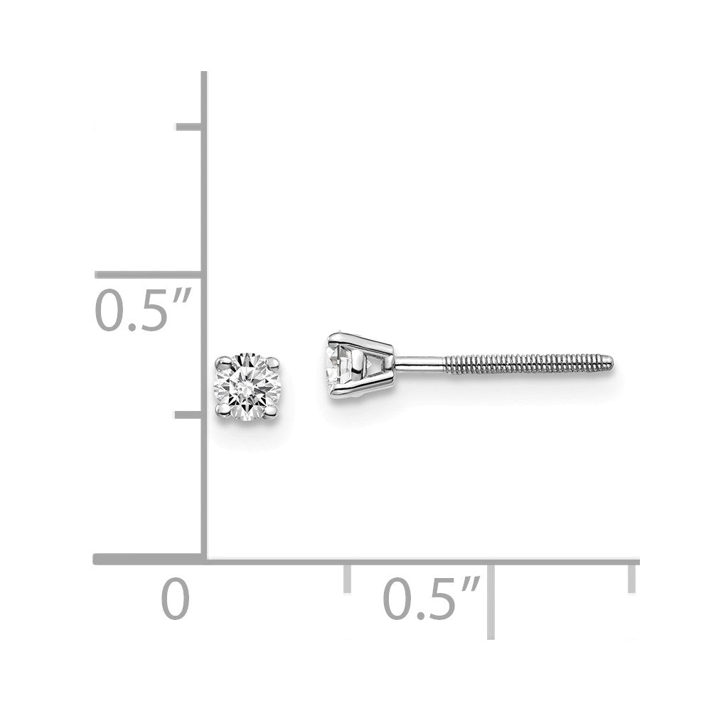 14K White Gold Diamond Stud Earrings with Screw Back Elegant Design Secondary image