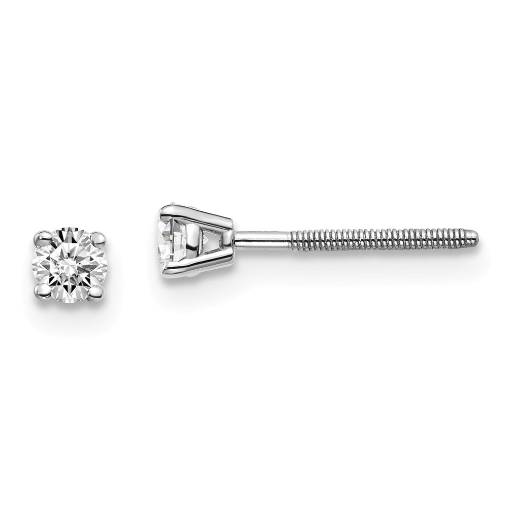 14K White Gold Diamond Stud Earrings with Screw Back Elegant Design