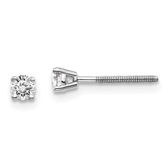 14K White Gold Diamond Stud Earrings with Screw Back Elegant Design