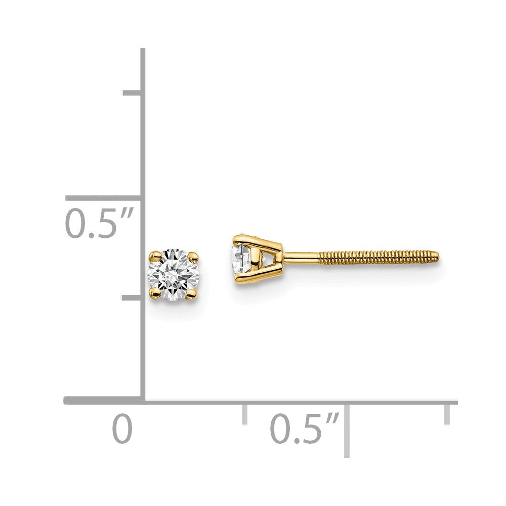 14K Yellow Gold Diamond Stud Earrings with Threaded Posts Secondary image