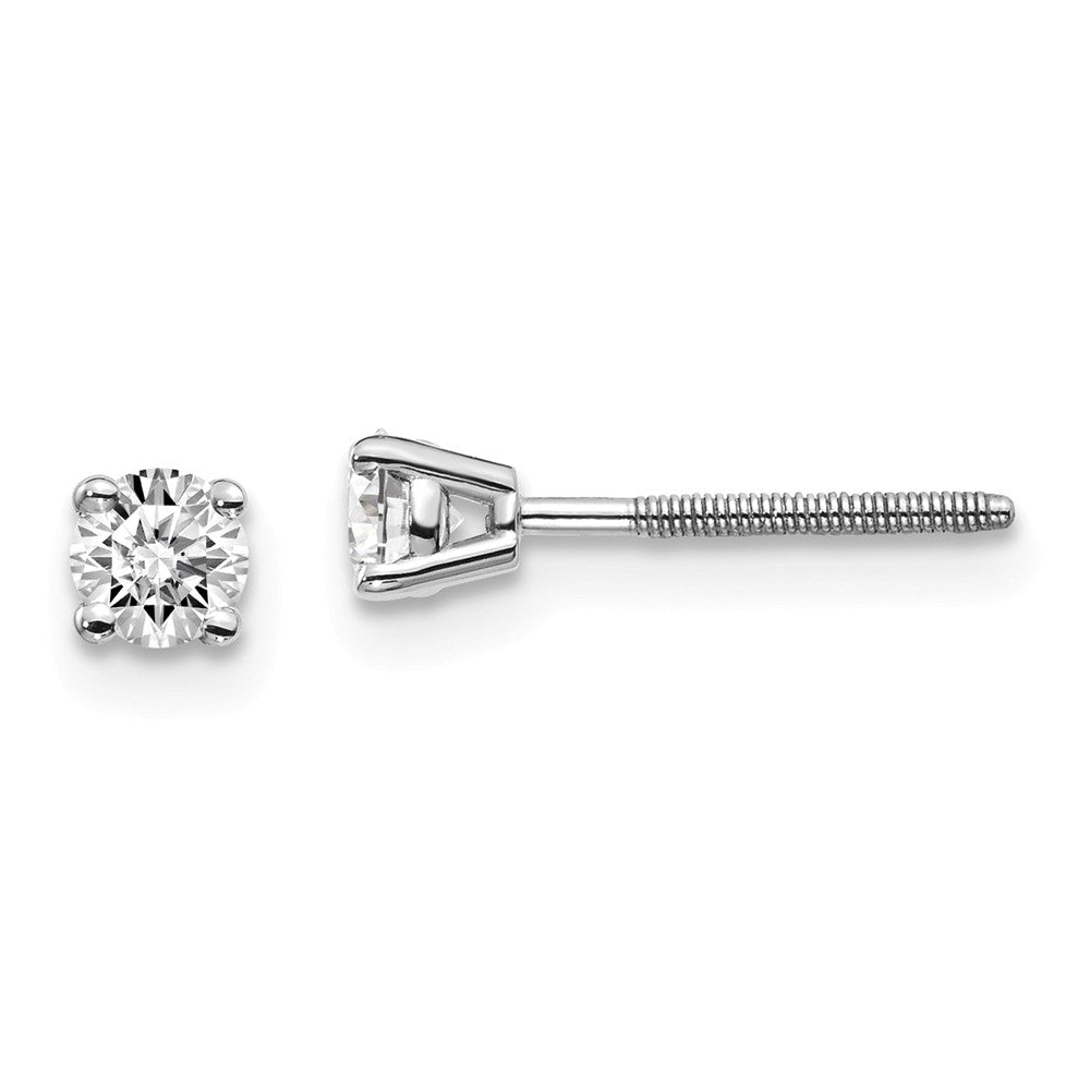 14K White Gold Diamond Stud Earrings with Threaded Post for Secure Fit