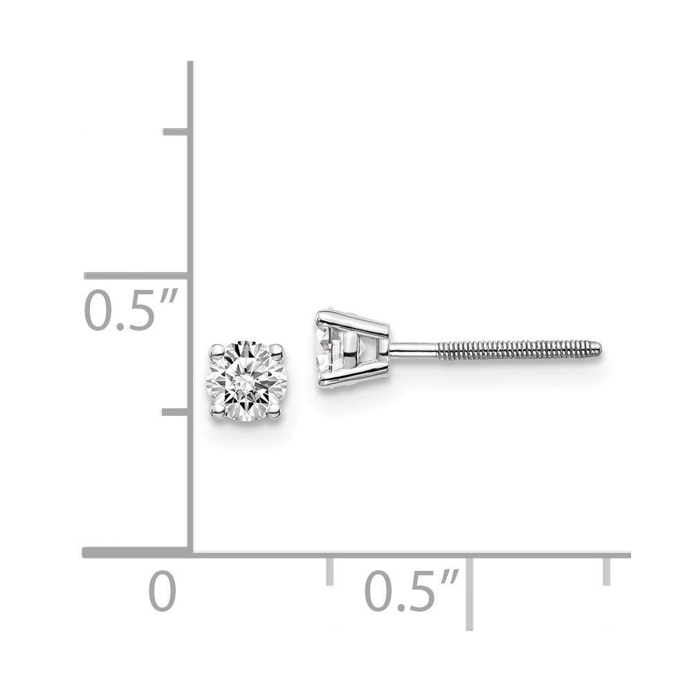 14K Gold Diamond Stud Earrings with Rhodium Finish, Natural VS Clarity Secondary image