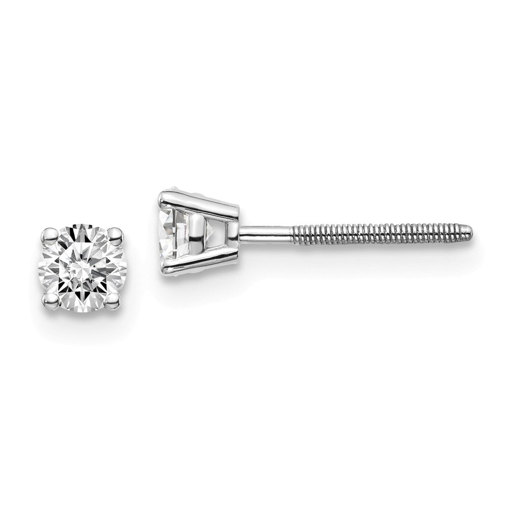 14K Gold Diamond Stud Earrings with Rhodium Finish, Natural VS Clarity