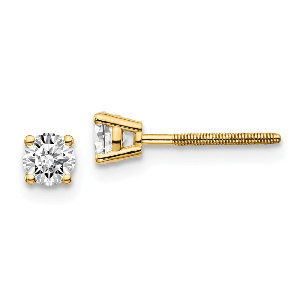 14K Gold Diamond Stud Earrings with Thread Back Elegant Design