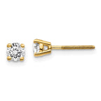 14K Yellow Gold Diamond Stud Earrings with Screw Back Sophisticated Elegance