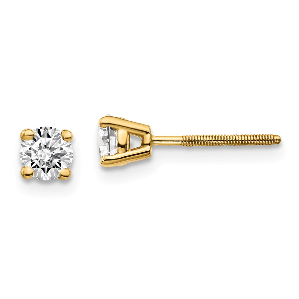 14K Yellow Gold Diamond Stud Earrings with Screw Back Sophisticated Elegance