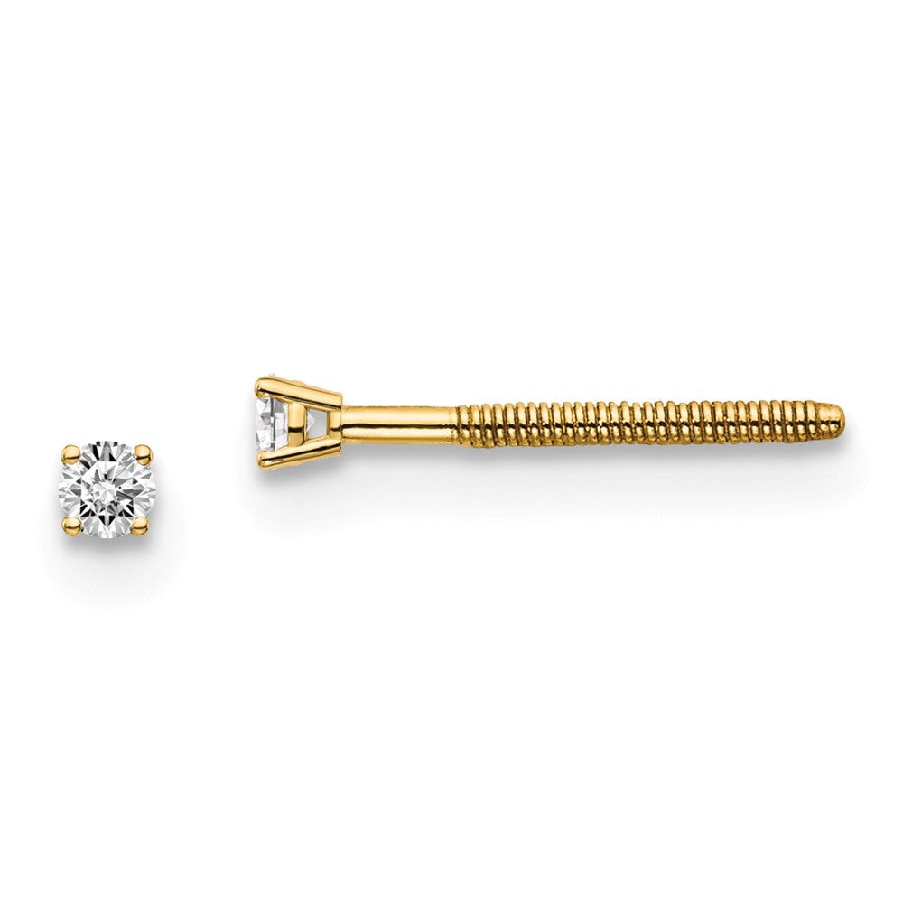 14K Yellow Gold Diamond Stud Earrings with Threaded Post & Screw Back Main image