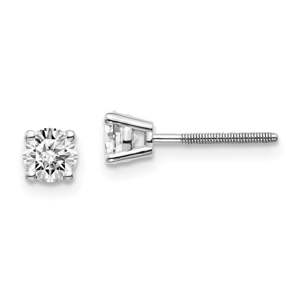 14K Gold Diamond Stud Earrings with Rhodium Finish by Sophia Jewelers