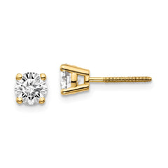 14K Yellow Gold Diamond Stud Earrings with Threaded Post