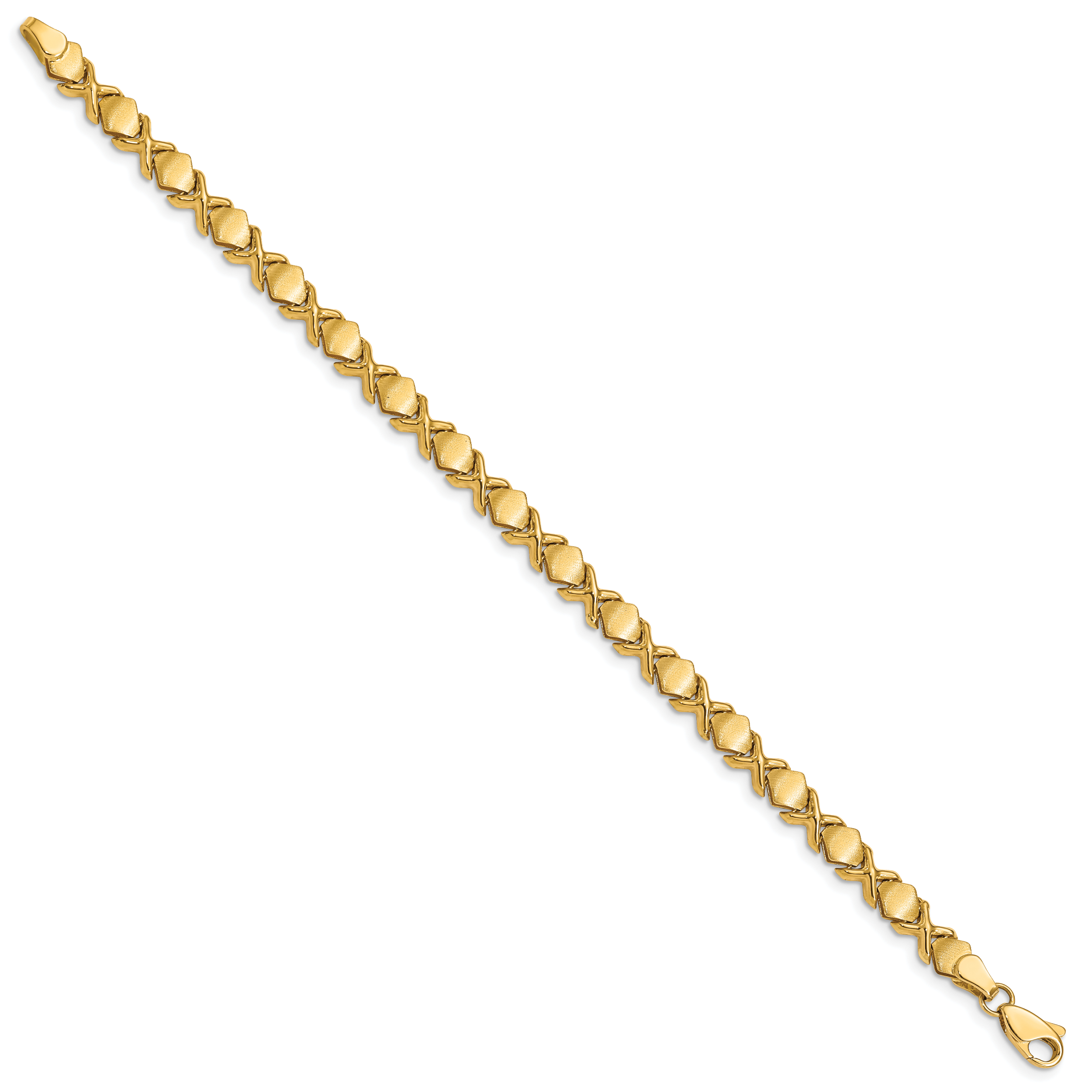 14K Polished and Brushed Fancy X 7 inch Bracelet Secondary image