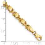14K Polished and Brushed Fancy X 7 inch Bracelet