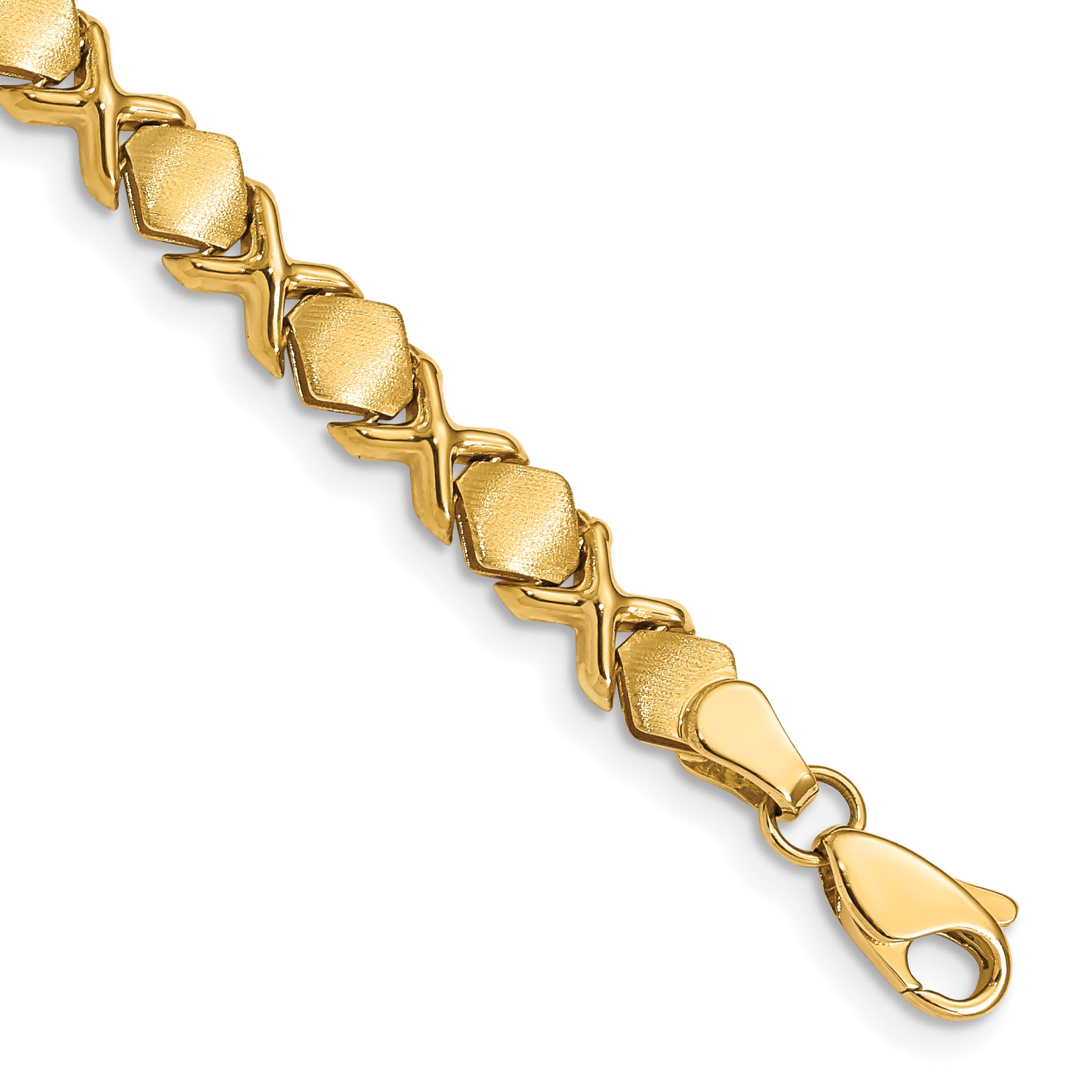 14K Polished and Brushed Fancy X 7 inch Bracelet Main image