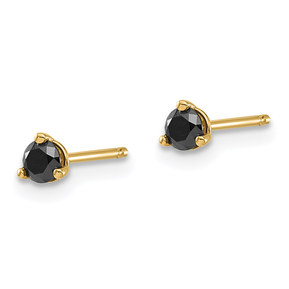 14K Gold Black Diamond Stud Earrings with Classic Elegance