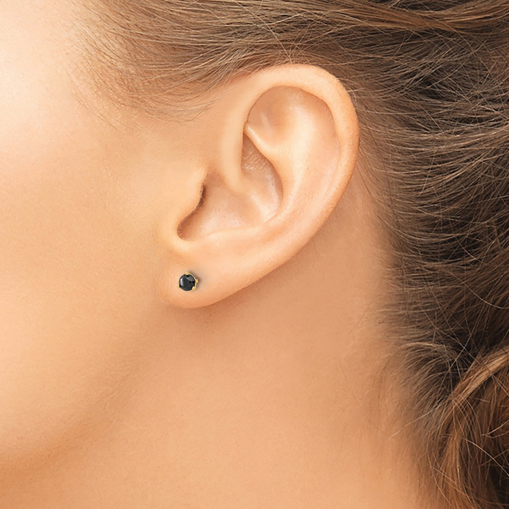 Sophia Jewelers 14K Gold Black Diamond Stud Earrings, Elegant Women's Accessory