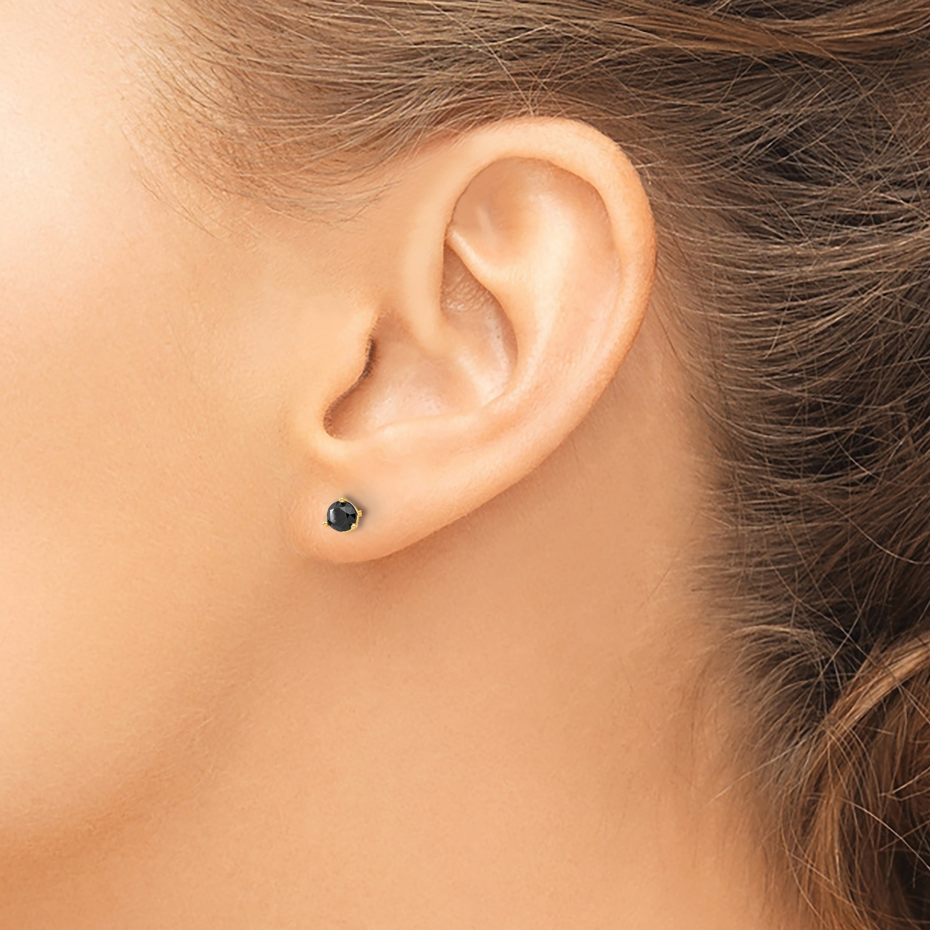 Sophia Jewelers 14K Gold Black Diamond Stud Earrings, Elegant Women's Accessory