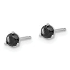 14K White Gold Black Diamond Stud Earrings: Elegant Rhodium-Plated Design