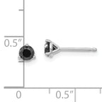 14K White Gold Black Diamond Stud Earrings: Elegant Rhodium-Plated Design