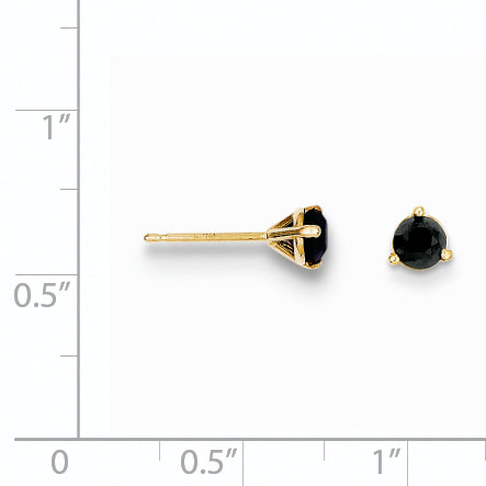 14K Gold Black Diamond Stud Earrings Elegant Women's Jewelry