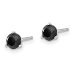 14K White Gold Black Diamond Stud Earrings with Rhodium Plating
