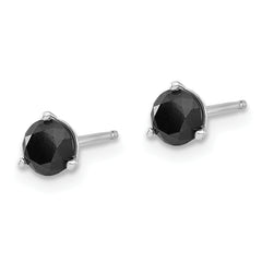 14K White Gold Black Diamond Stud Earrings with Rhodium Plating