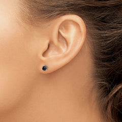 14K White Gold Black Diamond Stud Earrings with Rhodium Plating