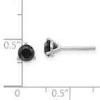 14K White Gold Black Diamond Stud Earrings with Rhodium Plating
