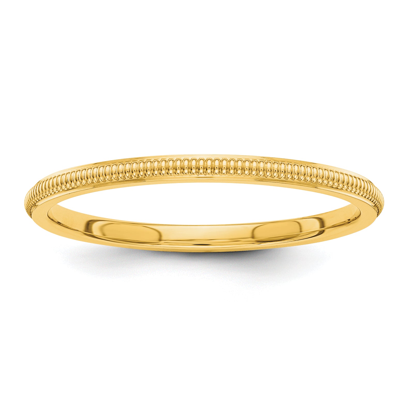 14k Yellow Gold 1.5mm Milgrain Stackable Band Size 8